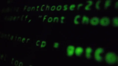 Macroscopic view of computer boot code sequence on LCD computer screen Video stock 111436420