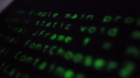 Macroscopic view of computer boot code sequence on LCD computer screen Video stock 111436423