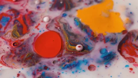 Macrostructure of multicolored water paints and oil bubbles Stock Footage 170303588
