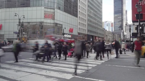 MACY'S - CROWDS CROSS SIXTH AVENUE NYC -6 Video stock 88551276