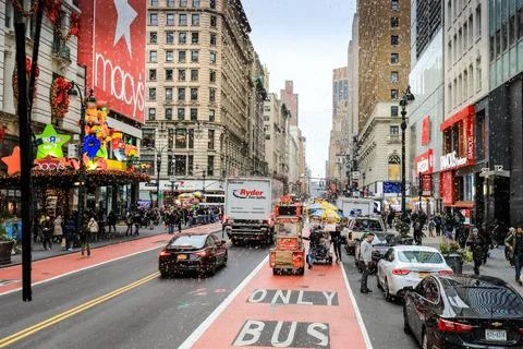 Macy’s store in New York adorned with Christmas decorations Stock Photos