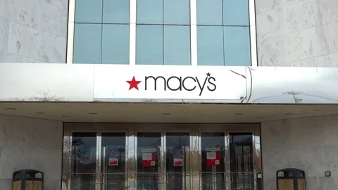 Macy's storefront zoom in drive up Stock Footage 72903409