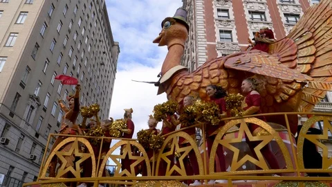 Macy's Tom the Turkey Float in the Thanksgiving Day Parade Stock Footage
