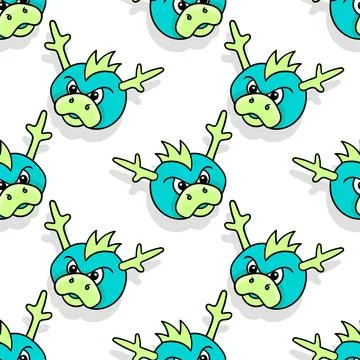 Mad angry monster seamless pattern textile print. repeat pattern background d Illustrazione stock