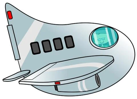 Mad boy piloting an airplane Stock Illustration