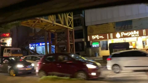 Mad driver Night rush driving in traffic at city Video stock 162981123
