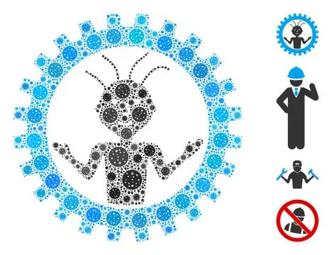 Mad Engineer Collage of Covid Virus Icons Stock Illustration