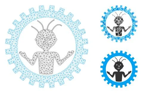 Mad Engineer Vector Mesh Network Model and Triangle Mosaic Icon Illustrazione stock