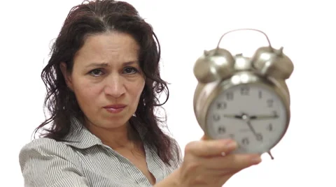 Mad Female Lover With Clock Stock Footage 42480050