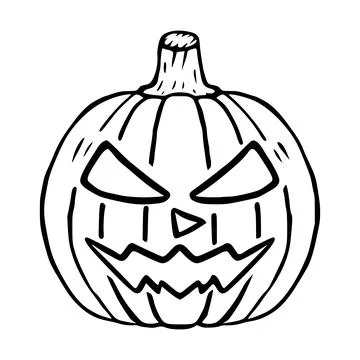 Mad Jack O Lantern doodle icon, halloween pumpkin isolated Stock Illustration
