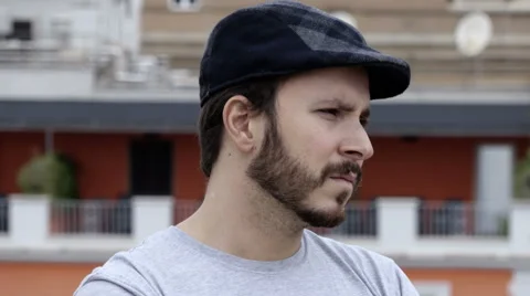 Mad man attacks verbally at the camera Stock-Footage 68976952