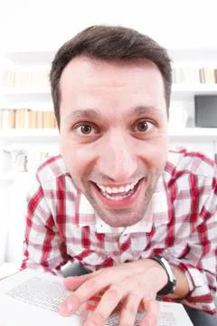 Mad man because excessive learning or styding Stock Photos