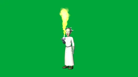 Mad Scientist with Bubbling Beaker: Looping + Matte Video stock 60382577