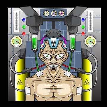 Mad Scientist Experiment vector illustration Stock Illustration