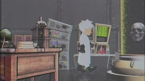 Mad Scientist in his Lab, Retro Animation Stock Footage 320113334