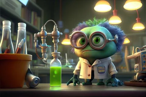 Mad Scientist Mutated in Science Lab Accident Stock Illustration
