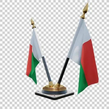 Madagascar 3d illustration flag on pole. Wood flagpole Stock Illustration