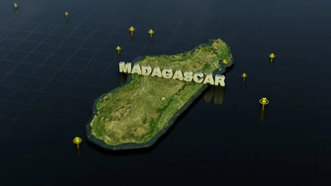 Madagascar 3D Map With Animation Video stock 307732766