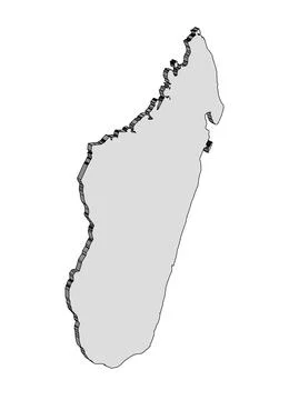 Madagascar 3D Silhouette Map Stock Illustration
