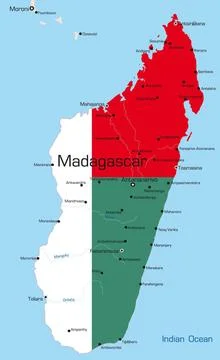 Madagascar Abstract vector color map of Madagascar country colored by nati... Stock Photos