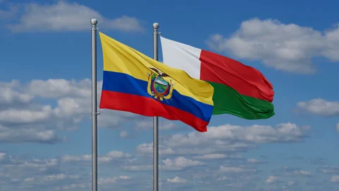 Madagascar and Ecuador two flags Stock Footage 282591688