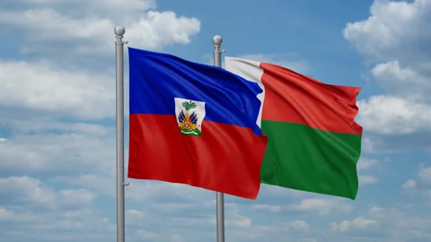 Madagascar and Haiti two flags Stock Footage 270745334