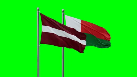Madagascar and Latvia two flags Stock Footage 293209780