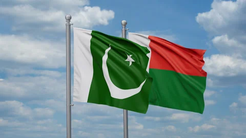 Madagascar and Pakistan two flags Stock Footage 268998361