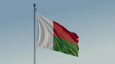 Madagascar Antananarivo Flag seamless loop Cinematic Realistic Waving Blue Sky Stock Footage 316715534