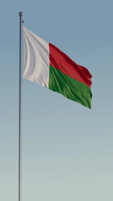 Madagascar Antananarivo Flag Seamless Loop Cinematic Realistic Waving Blue Sky 스톡 동영상 320438129