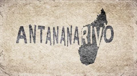 Madagascar Antananarivo Typography Map Stock Illustration
