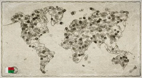 Madagascar Antsirabe Stamp World Map Stock Illustration
