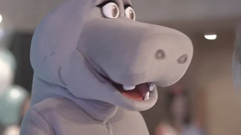 Madagascar are dancing. fun at a children's party. animators in animal costumes Stock Footage 123541790