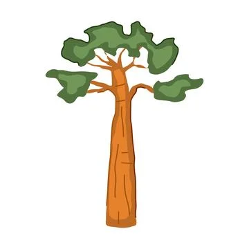 Madagascar baobab tree cartoon vector illustration Stock Illustration