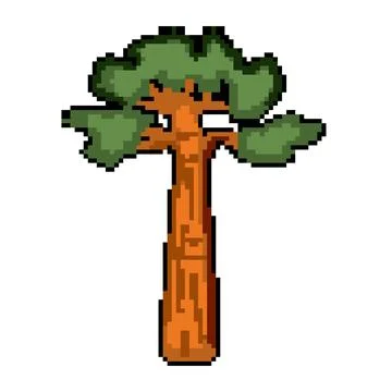 Madagascar baobab tree pixel art vector illustration Stock Illustration