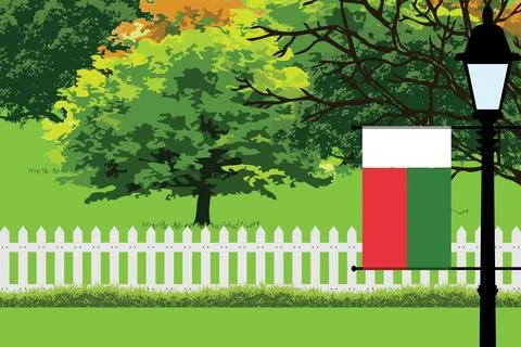 Madagascar Day Trees Lamp Vector Illustration Stock Illustration