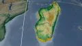 Madagascar extruded. Bumps shaded. Graticule. 4k or 4k+ Resolution