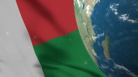 Madagascar Flag and Madagascar Map on Earth Globe 4K Stock Footage 220780450
