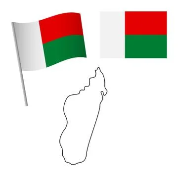Madagascar flag and map Stock Illustration
