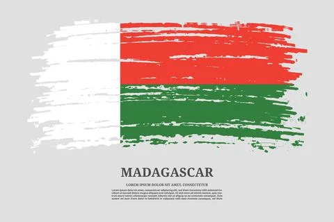 Madagascar flag with brush stroke effect and information text poster, vector 스톡 일러스트