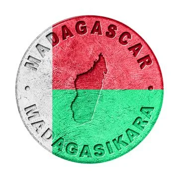 Madagascar Flag Button with Map Stock Photos