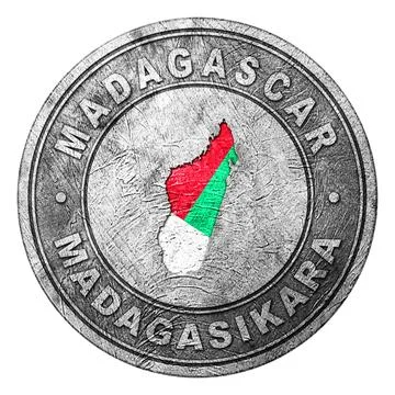 Madagascar Flag Button with Map Stock Photos