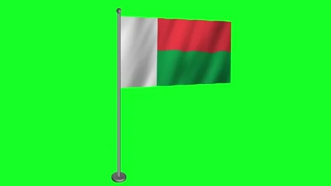 Madagascar Flag Dancing in the Gentle Breeze on Green Screen Stock Footage 278030820