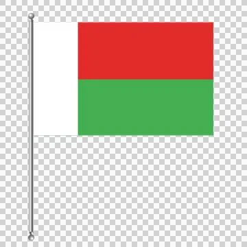 Madagascar flag on flagpole transparent background national symbol. Stock Illustration