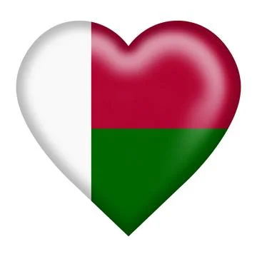 Madagascar flag heart button with clipping path Stock Illustration