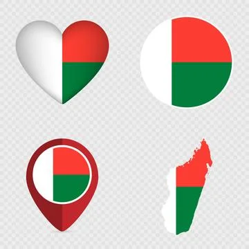 Madagascar Flag Icons Pack. Vector illustration. Stock Illustration