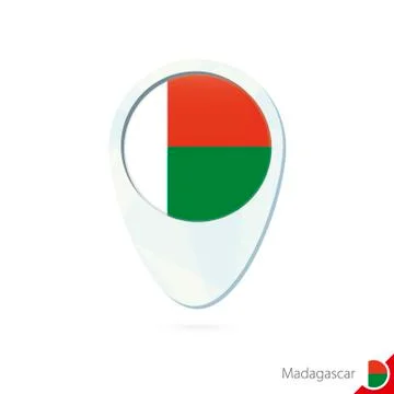 Madagascar flag location map pin icon on white background. Stock Illustration
