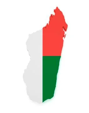 Madagascar flag map 3d shape Stock Illustration