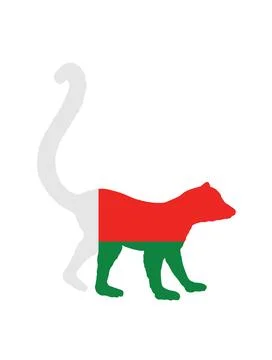 Madagascar flag over Lemur monkey vector silhouette illustration isolated イラスト素材