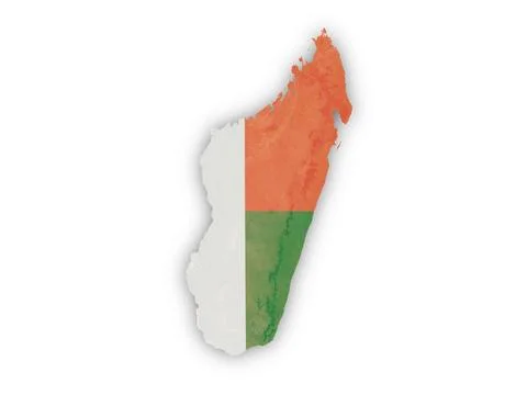 Madagascar with flag overlay cut out on white Stock Illustration